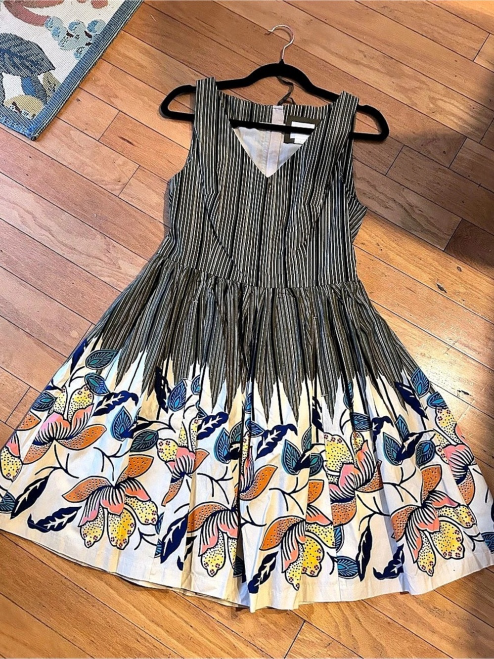 Maeve Lucia Dress Striped Floral Fit & Flare Pockets Size 8 NWOT